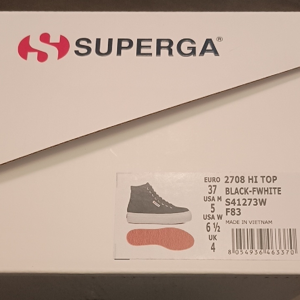 Superga 2708 High-Top Platform Black and White Lace-Up Sneakers - Picture 6 of 6